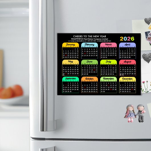 2025 Kalender Corporate Moderne Zwarte Magnetische