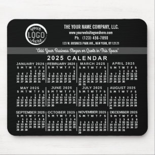 2025 Kalender Custom Business Logo Naam Easy Black Muismat