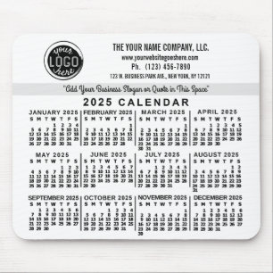2025 Kalender Custom Business Logo Naam Easy White Muismat