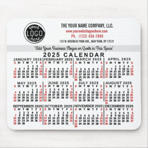 2025 Kalender Custom Business Logo Naam Wit Rood Muismat