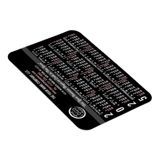 2025 Kalender Custom Business Logo Naam Zwart Easy Magneet (Rechterzijde)