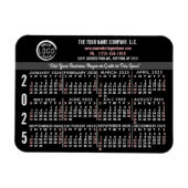 2025 Kalender Custom Business Logo Naam Zwart Easy Magneet (Horizontaal)