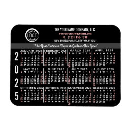 2025 Kalender Custom Business Logo Naam Zwart Easy Magneet