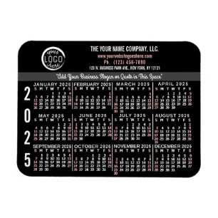 2025 Kalender Custom Business Logo Naam Zwart Easy Magneet