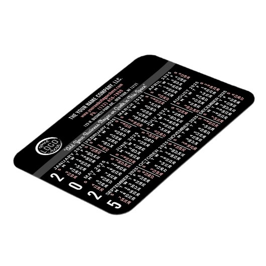 2025 Kalender Custom Business Logo Naam Zwart Easy Magneet (Linkerzijde)