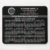 2025 Kalender Custom Business Logo Naam Zwart Rood Muismat (Voorkant)