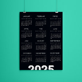 2025 Kalender Deutsch Zwart-wit Kaart