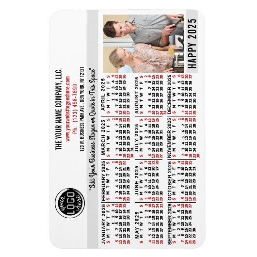 2025 Kalender Easy Custom Business Logo Naam Foto Magneet (Verticaal)