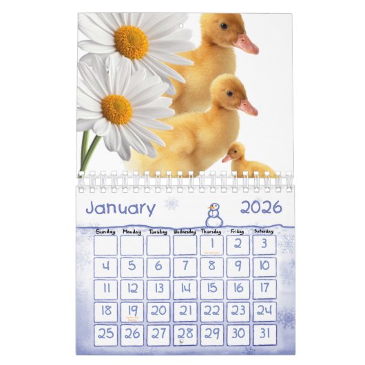 2025 Kalender eenden Daisy Floral (Jan 2026)