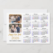 2025 Kalender Elegant Gold Glitter Script 2 Foto Feestdagenkaart (Voorkant)