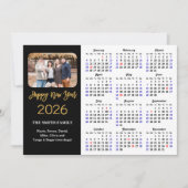 2025 Kalender Elegant Gouden Glitter Script Foto Feestdagenkaart (Voorkant)