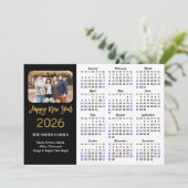 2025 Kalender Elegant Gouden Glitter Script Foto Feestdagenkaart (Staand voorkant)