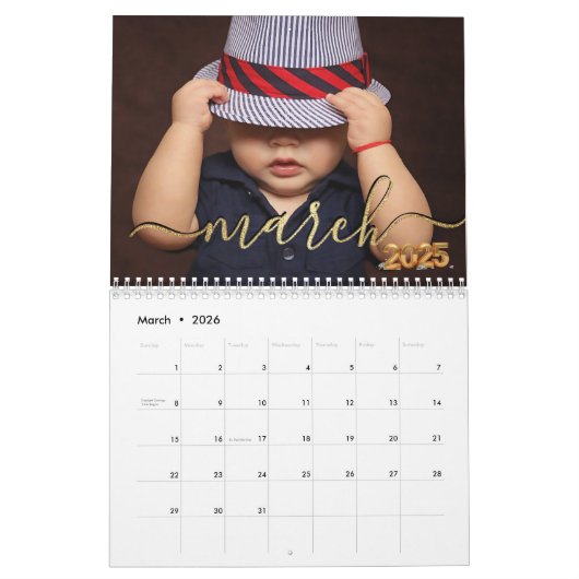 2025 Kalender Elegant Script Familie Foto's (Mar 2026)