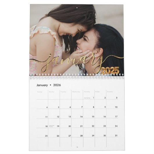 2025 Kalender Elegant Script Familie Foto's (Jan 2026)