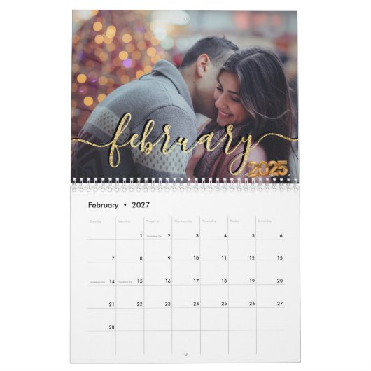 2025 Kalender Elegant Script Familie Foto's (Feb 2027)