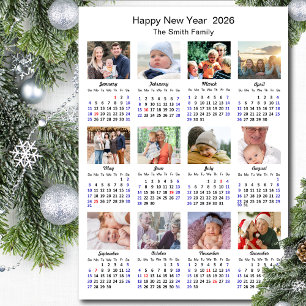 2025 Kalender Familie 12 Foto Collage Minimalist