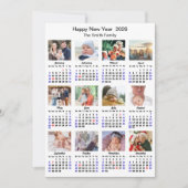 2025 Kalender Familie 12 Foto Collage Minimalist Feestdagenkaart (Voorkant)