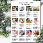 2025 Kalender Familie 12 Foto Collage Minimalist Feestdagenkaart