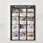 2025 Kalender Familie 12 Foto Collage Modern Zwart Feestdagenkaart (Voorkant)