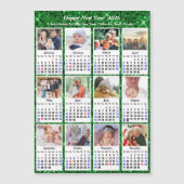 2025 Kalender Familie 12 Foto Modern Green Glitter (Voorkant)
