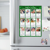 2025 Kalender Familie 12 Foto Modern Green Glitter