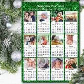 2025 Kalender Familie 12 Foto Modern Green Glitter