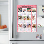 2025 Kalender Familie 12 Foto Modern Roze Glitter