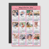 2025 Kalender Familie 12 Foto Modern Roze Glitter (Voorkant / Achterkant)