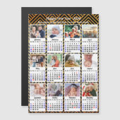 2025 Kalender Familie 12 Foto Modern Zwart Goud (Voorkant / Achterkant)