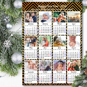 2025 Kalender Familie 12 Foto Modern Zwart Goud