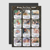 2025 Kalender Familie 12 Foto Modern Zwart Goud (Voorkant / Achterkant)