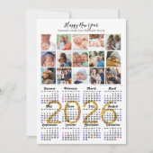 2025 Kalender Familie 15 Foto Collage Goud Glitter Feestdagenkaart (Voorkant)
