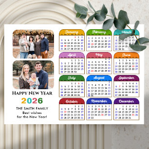 2025 Kalender Familie 2 Foto Modern Zwart Kleurrij Feestdagenkaart