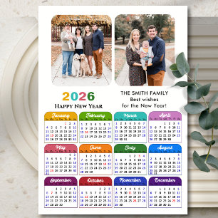 2025 Kalender Familie 2 Foto Modern Zwart Kleurrij Feestdagenkaart