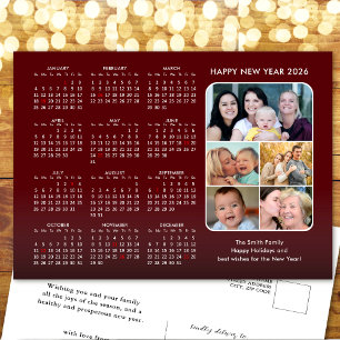 2025 Kalender Familie 5 Foto Modern Rood Minimalis Feestdagenkaart