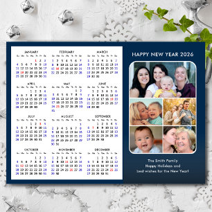2025 Kalender Familie Foto Modern Blauw Magnetisch