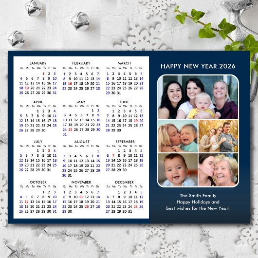 2025 Kalender Familie Foto Modern Blauw Magnetisch