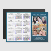 2025 Kalender Familie Foto Modern Blauw Magnetisch (Voorkant / Achterkant)