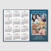 2025 Kalender Familie Foto Modern Blauw Magnetisch (Voorkant)