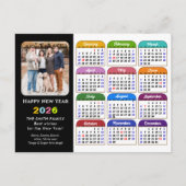 2025 Kalender Familie Foto Modern Zwart Kleurrijk Feestdagenkaart (Voorkant)