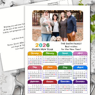 2025 Kalender Familie Foto Modern Zwart Kleurrijk Feestdagenkaart