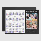 2025 Kalender Familie Foto Modern Zwart Magnetisch (Voorkant / Achterkant)