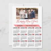 2025 Kalender Familie Foto Roze Script Eenvoudig Feestdagenkaart (Voorkant)