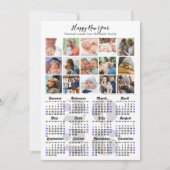 2025 Kalender Familie Fotocollage Elegant Script Feestdagenkaart (Voorkant)