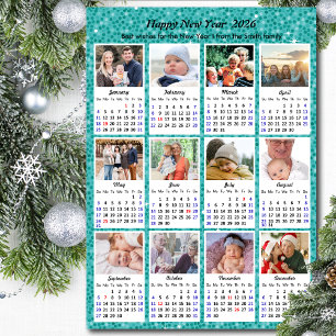 2025 Kalender Familie Fotocollage Modern Blauw