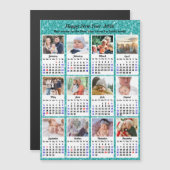 2025 Kalender Familie Fotocollage Modern Blauw (Voorkant / Achterkant)
