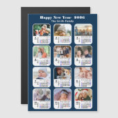 2025 Kalender Familie Fotocollage Modern Blauw (Voorkant / Achterkant)