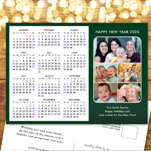 2025 Kalender Familiefoto Modern Zwart Minimalist Feestdagenkaart