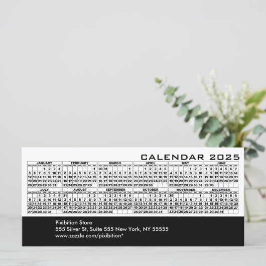 2025 Kalender Feestdagen Rack Kaart Wit (Staand voorkant)