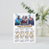 2025 Kalender Feestelijke Gouden Glitter Bedrijfsf Feestdagenkaart (Staand voorkant)